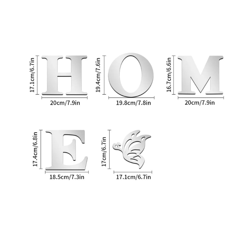 3D Mirror Home Logo Wall Sticker – Acrylic Sign for Entrance Decoration