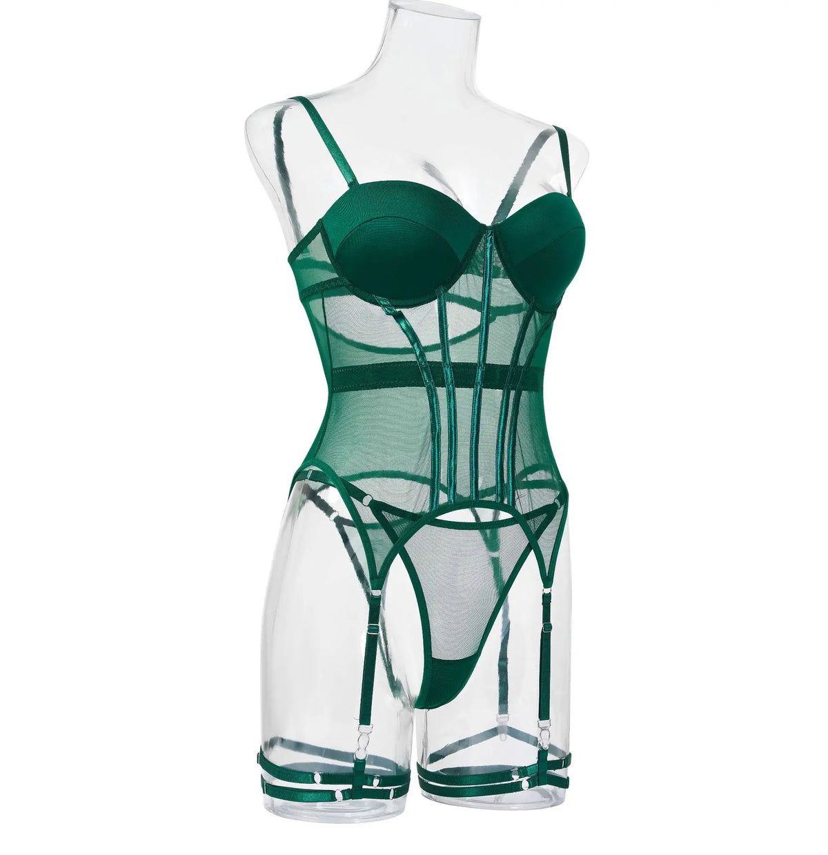 Mesh Lingerie Bodysuit Set – Backless Lace 3 Piece Lingerie for Women