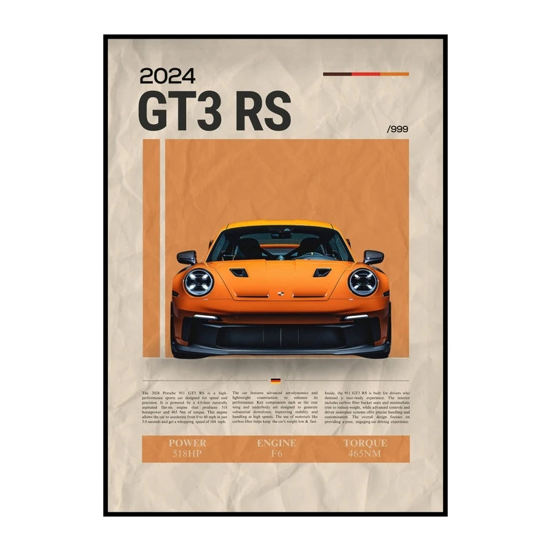 911 GT3 RS Canvas Print – Supercar Wall Art for Car Enthusiast Decor