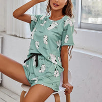 Women Cartoon Pajama Set – Short Sleeve Loungewear for Comfortable Sleep