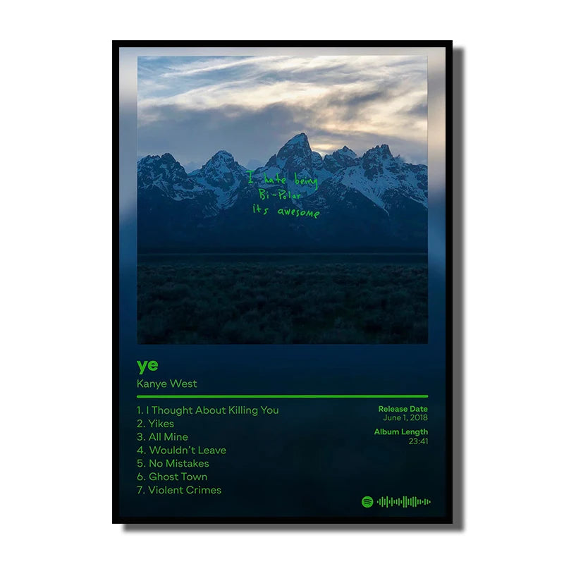 Kanye West Canvas Poster – HD Music Album Art for Home Wall Decor
