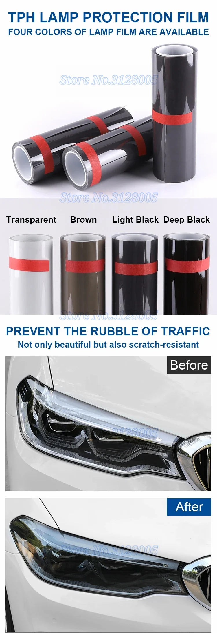 TPH PPF Headlight Film – Anti-Scratch Protective Wrap for Car Tail Lights