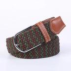 Woven Elastic Canvas Belt – Stretch Braided Buckle Strap for Casual Jeans