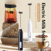 Electric Milk Frother – USB Rechargeable 3-Speed Whisk for Coffee and Foam