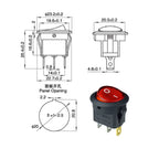 Round Rocker Switch – 12V 220V LED Power Button for Automotive Dash Controls