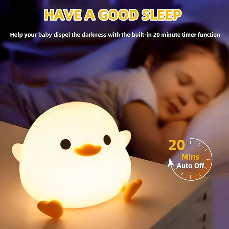 Silicone Duck Night Light – Rechargeable LED Bedside Lamp for Nursery