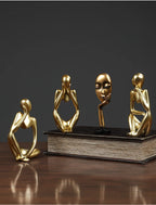Abstract Thinker Statue – Sand Colored Yoga Figurine for Home Decor