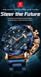 Stainless Steel Chronograph Watch – Luminous Waterproof Quartz for Men