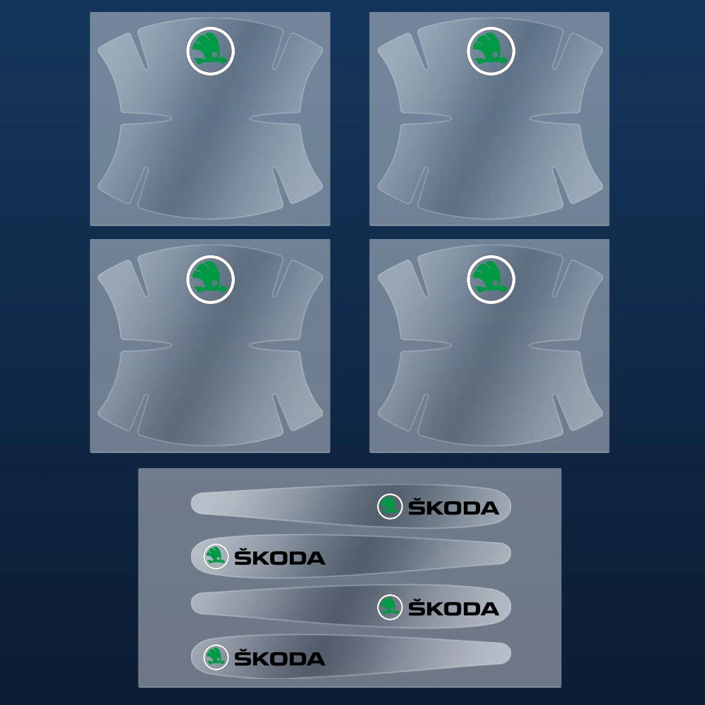 Transparent Car Door Handle Protectors – Anti-Scratch Film for Skoda Models