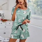 Women Cartoon Pajama Set – Short Sleeve Loungewear for Comfortable Sleep