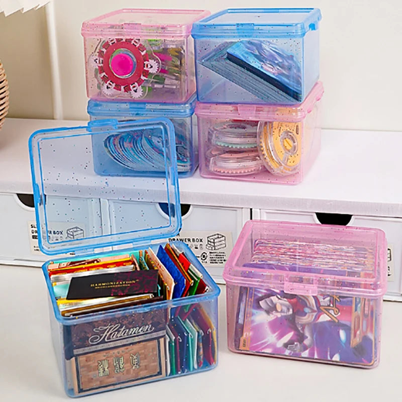 Transparent Plastic Storage Box – Desktop Organizer for Photocards and Stationery