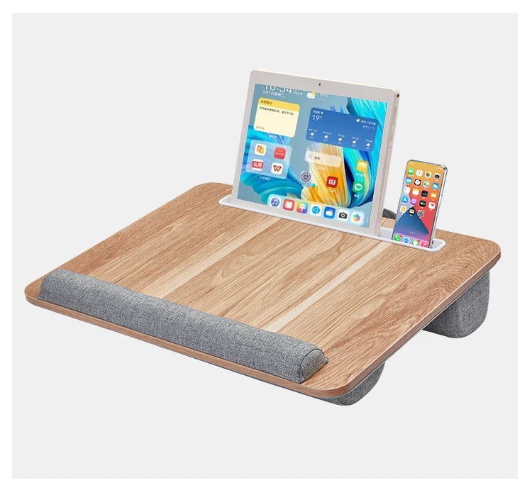 Portable Wooden Laptop Bed Desk – 15 Inch Lap Tray with Cushion for Study