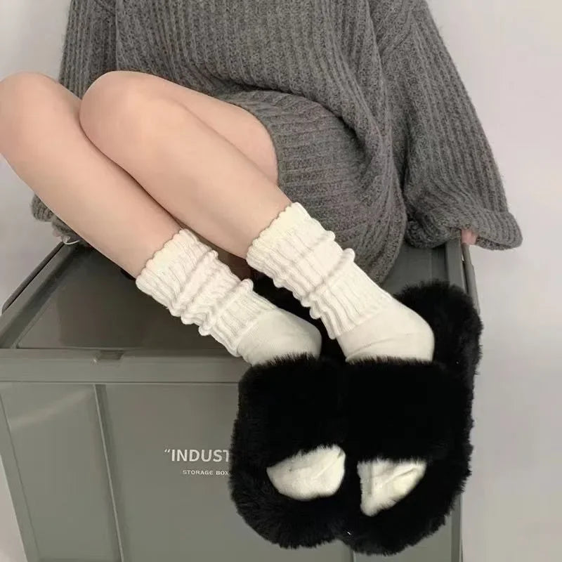 Knitted Mid-Tube Socks – Soft Vintage Cotton for Sports and Leisure