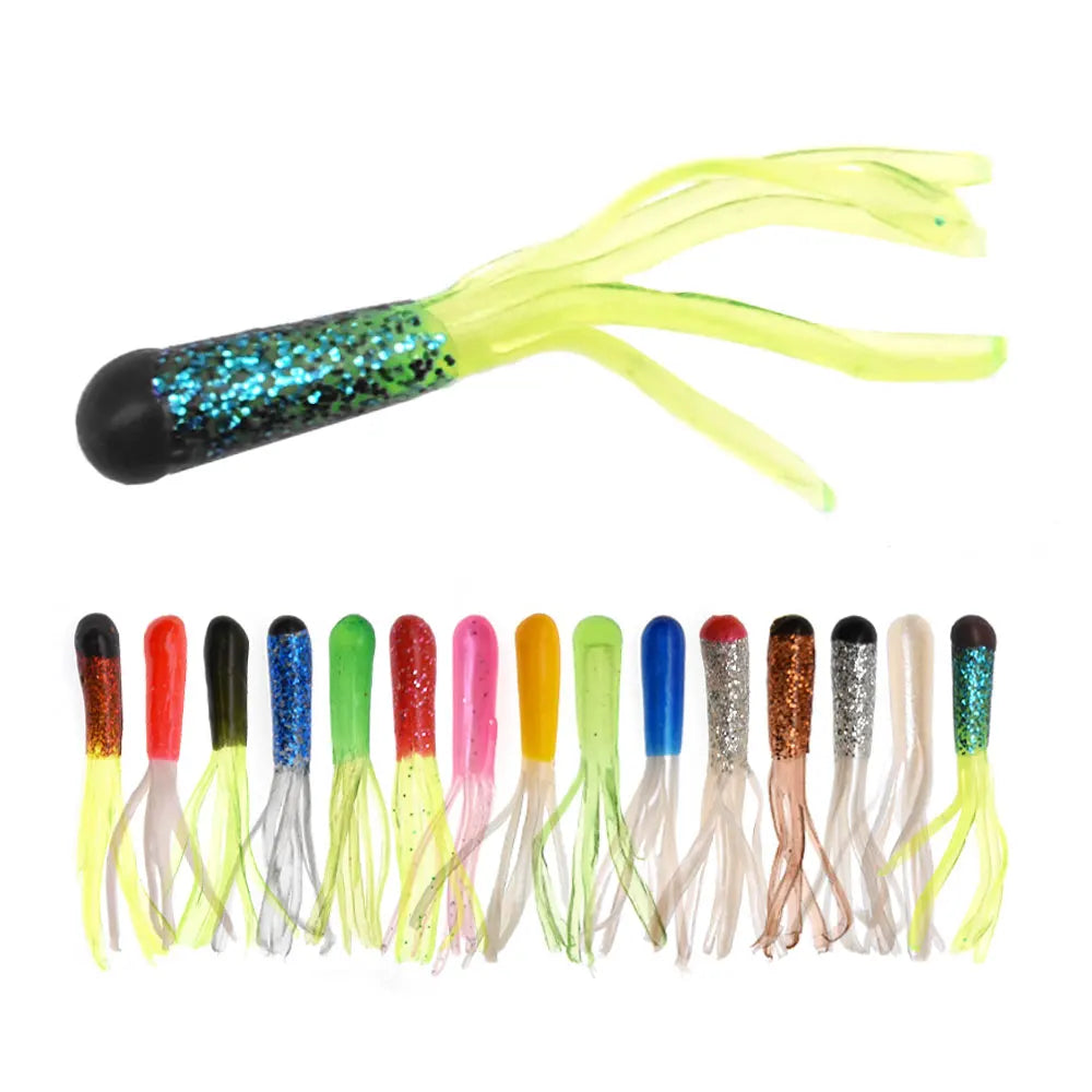 Soft Silicone Tube Worm Lure – 5cm Micro Bait for Bass Perch and Trout Fishing