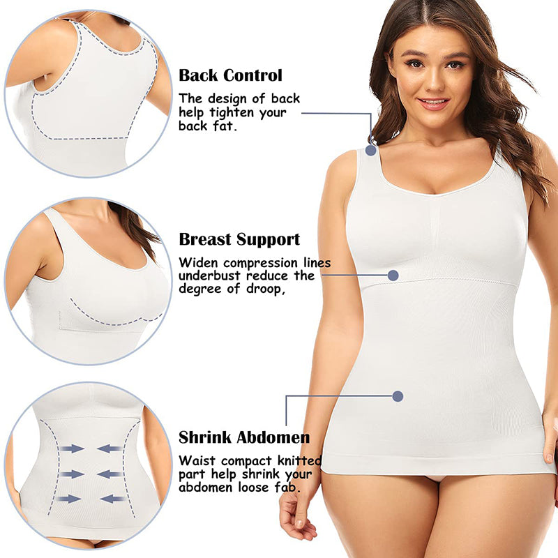 Plus Size Shaper Cami – Built-in Bra Compression Tank for Tummy Control