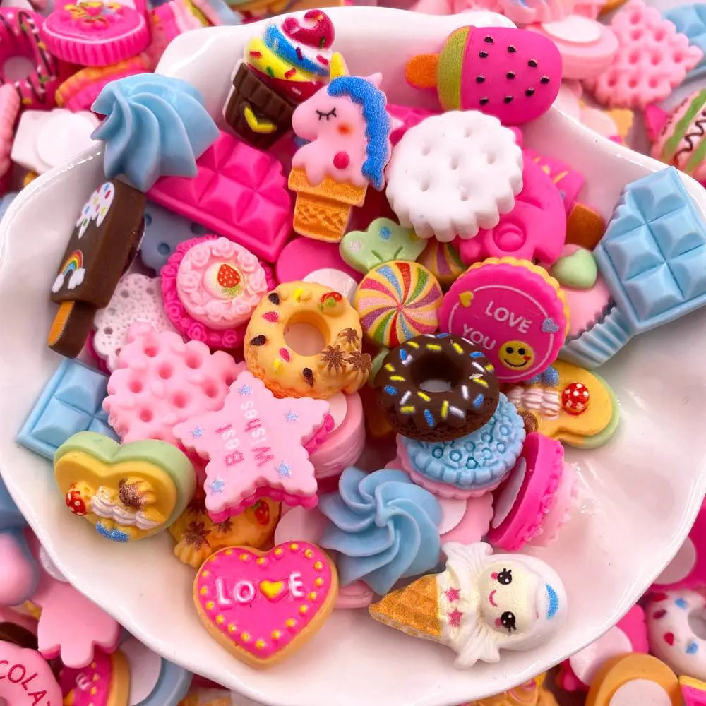 Kawaii Resin Food Flatbacks – Colorful Miniature Charms for DIY Craft Projects
