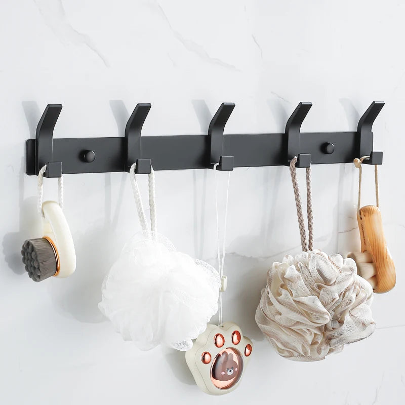 Modern Aluminum Wall Hooks – Black Towel Hanger for Bathroom and Coat Storage