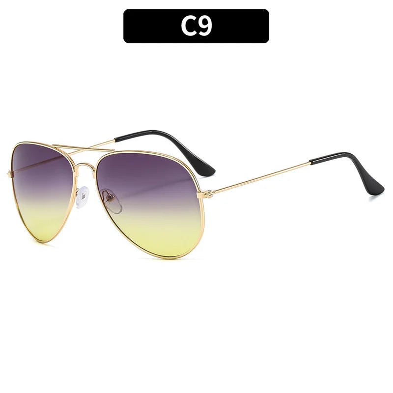 Double Bridge Aviator Sunglasses – Alloy Frame Gradient Lenses for Unisex Fashion