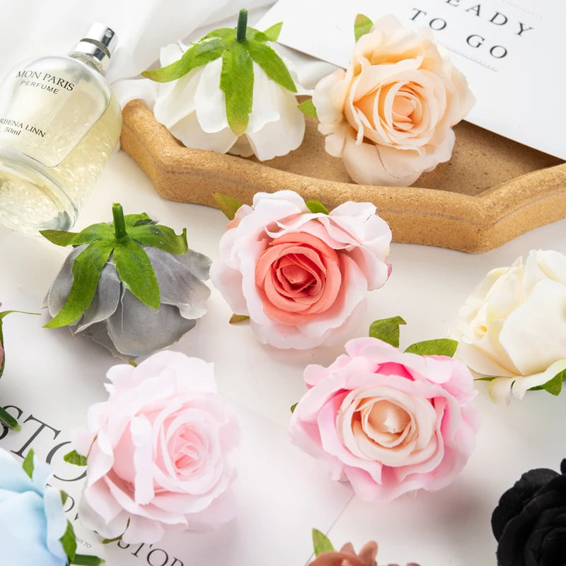 Artificial Silk Rose Heads – Decorative Flowers for Wedding Home Decor