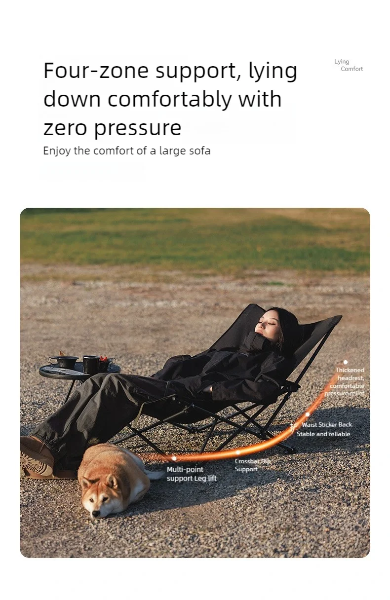 Foldable Camping Chair – Ergonomic Recliner with Pillow for Outdoor Leisure