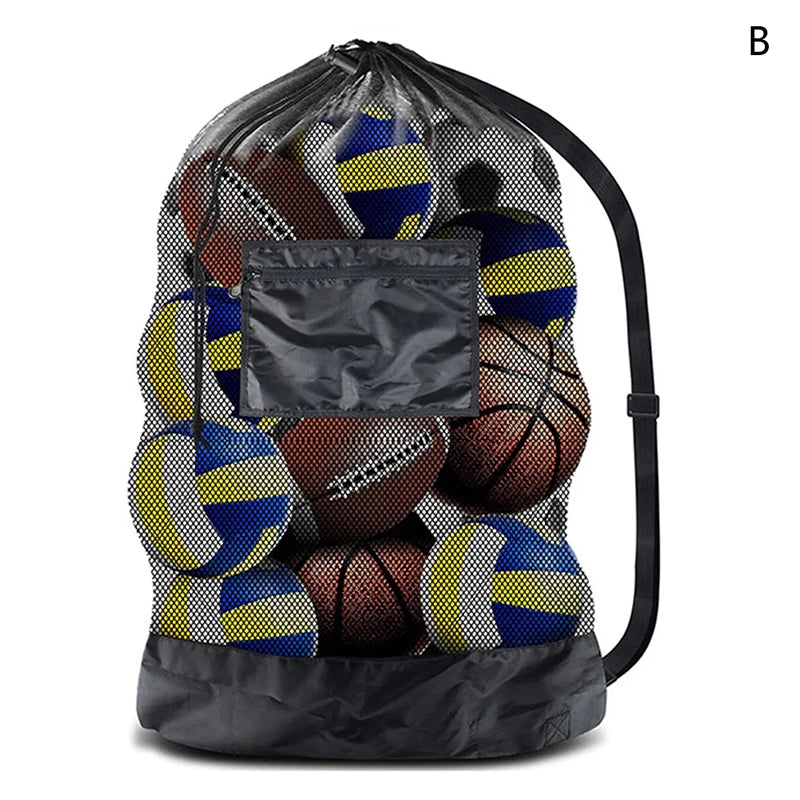 Extra Large Mesh Sports Ball Bag – Zipper Pocket Carrier for Gym and Training