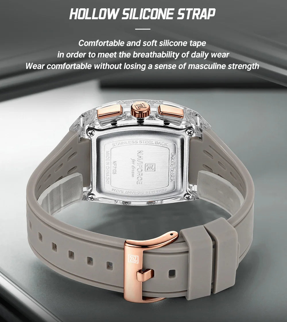 NAVIFORCE Silicone Chronograph Watch – Waterproof Sport Accessory for Men