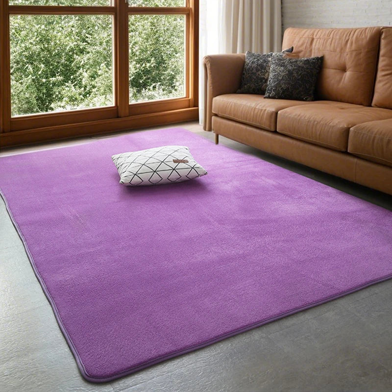 Coral Velvet Area Rug – Soft Rectangular Mat for Living Room and Bedroom
