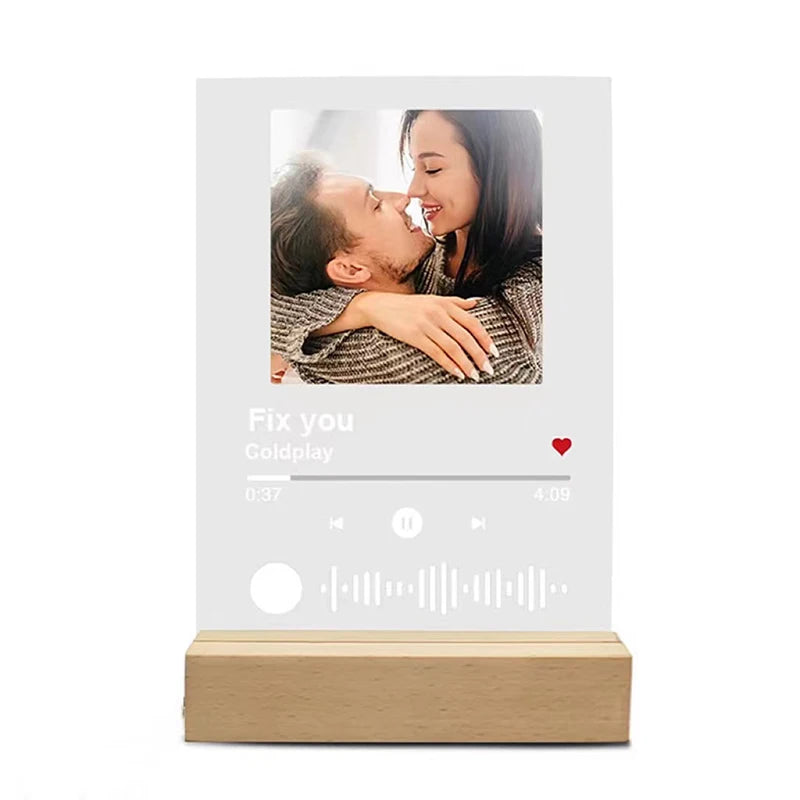 Wooden LED Display Stand – 5mm Warm Light Base for Acrylic Signage