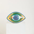 Ceramic Evil Eye Figurine – Lucky Amulet Ornament for Home Living Room Decor