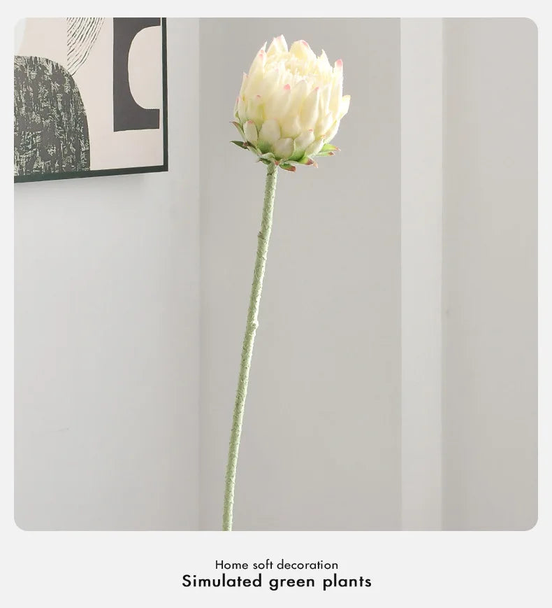 Artificial King Protea Flower – 25 Inch Faux Botanical for Home Wedding Decor