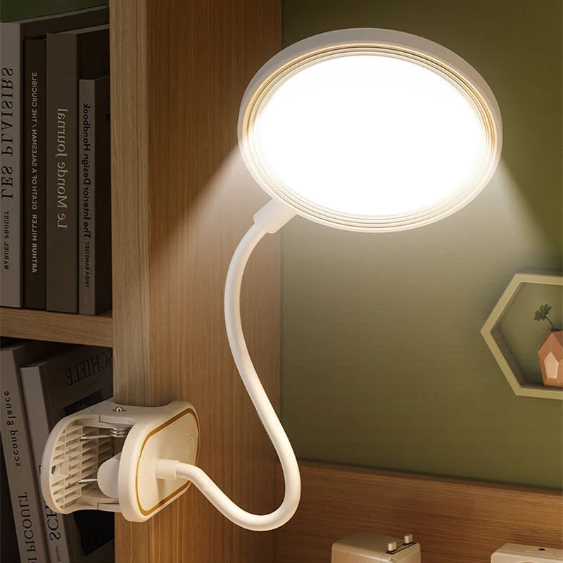 Rechargeable Clip-On LED Desk Lamp – Eye-Protection Light for Bedside Reading