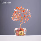 Natural Crystal Tree of Life Ornament – Crushed Stone Decor for Home Office