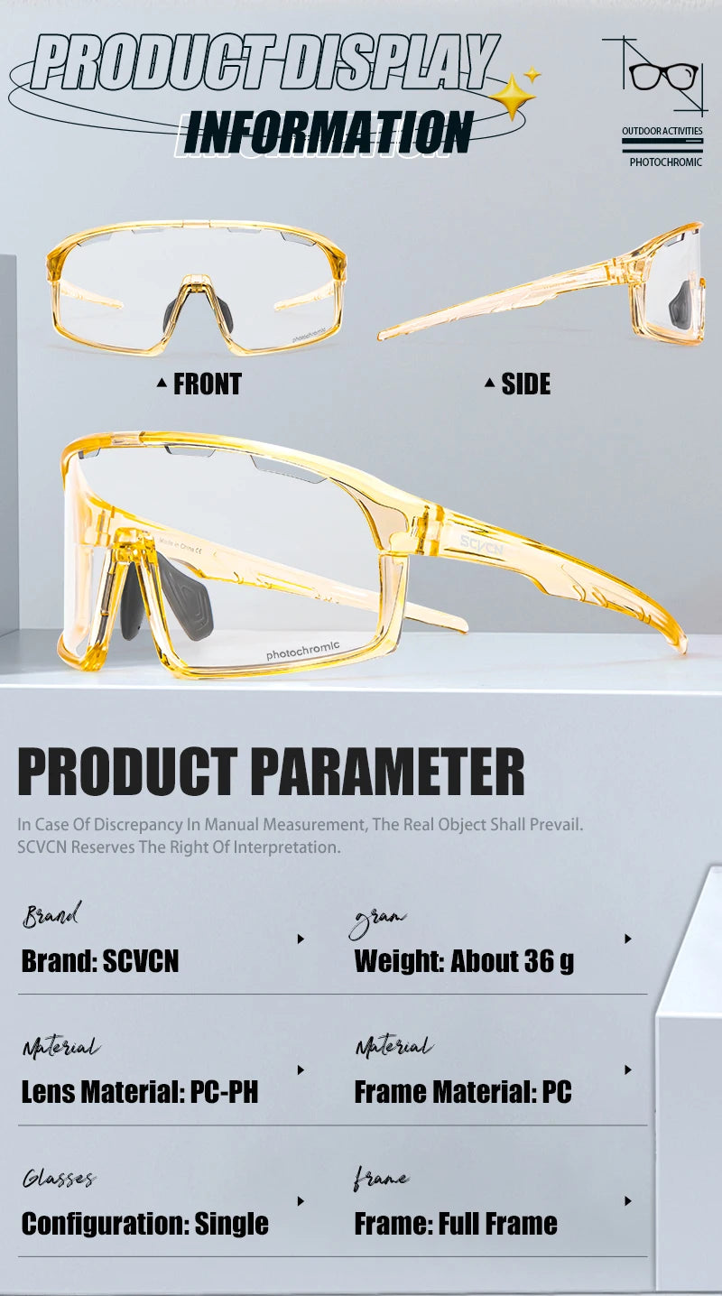 Photochromic Cycling Sunglasses – UV400 Protective Eyewear for MTB Sports
