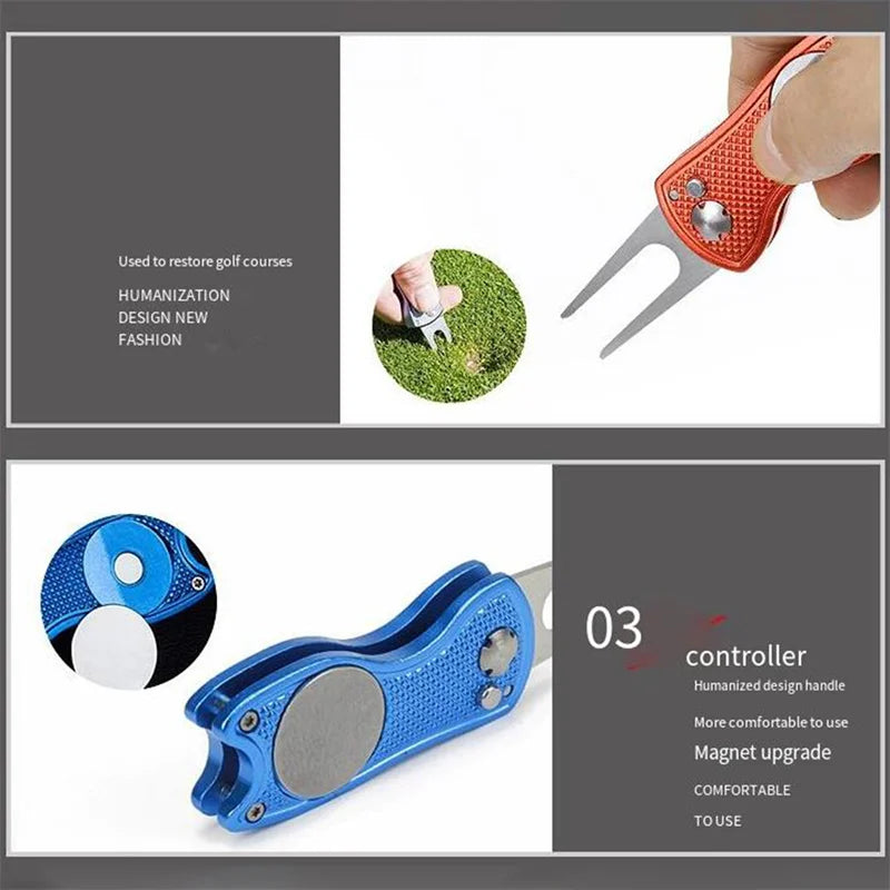 Foldable Golf Divot Tool – Groove Cleaner for Putting Green Training