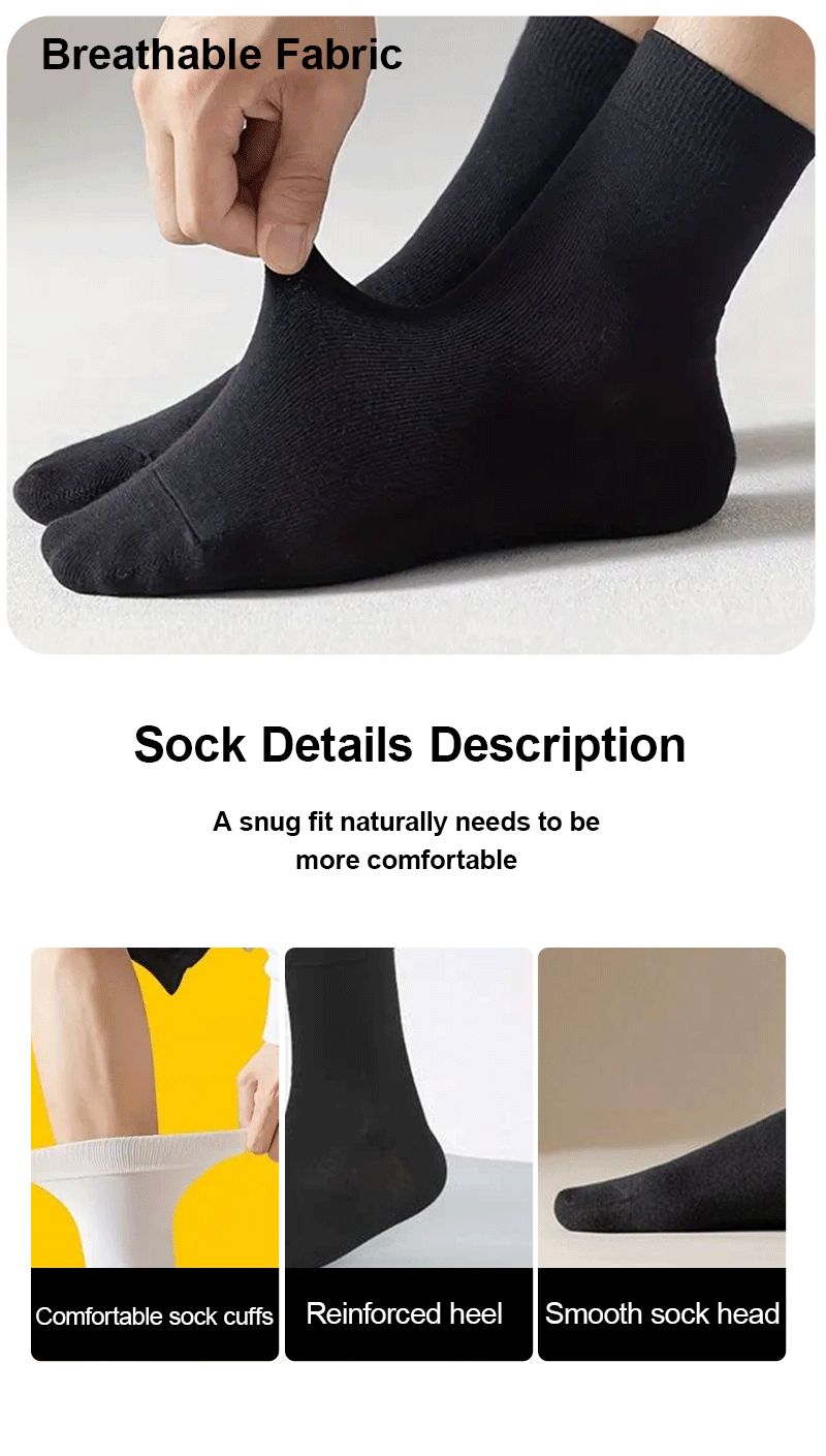 Mid Length Cotton Socks – Solid Color Business Casual for Daily Wear