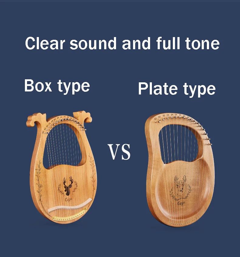Mahogany Lyre Harp – 21 String Wooden Musical Instrument for Folk Music