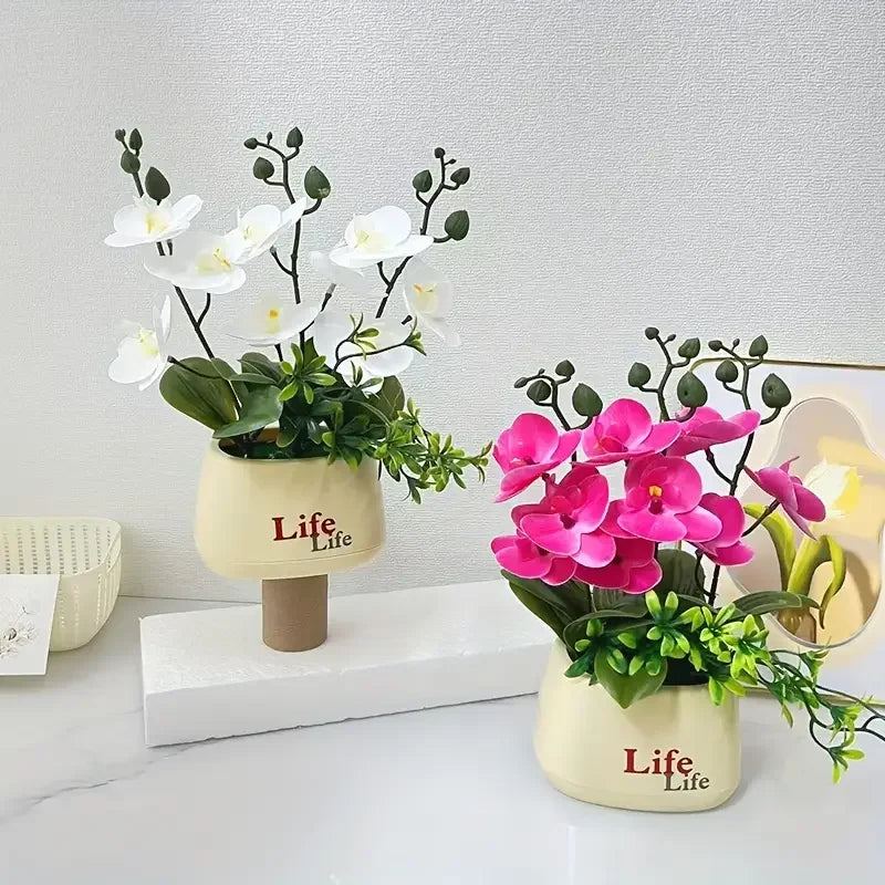 Faux Butterfly Orchid Potted Plant – Elegant Floral Decor for Home Office