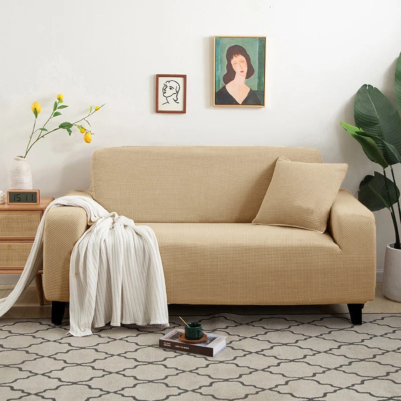 Jacquard Stretch Sofa Cover – Elastic Slipcover for L Shape and Standard Couches
