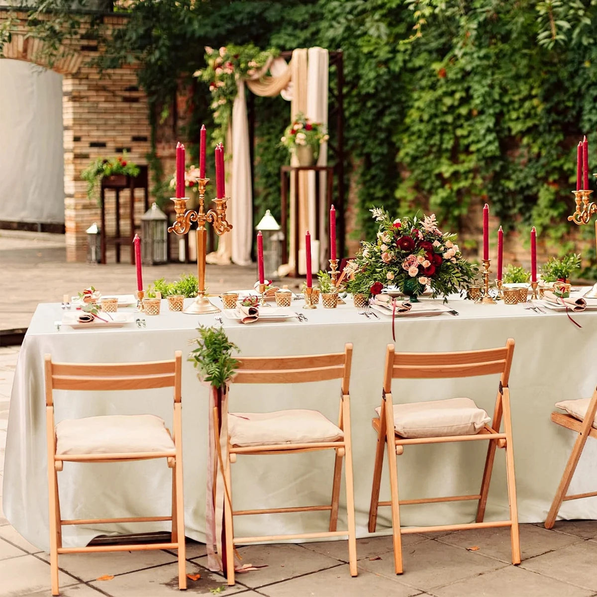 Satin Rectangle Tablecloth – Smooth Solid Color Cover for Wedding Parties