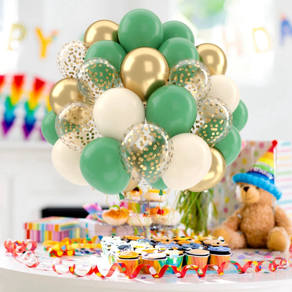 Metallic Pearl and Confetti Balloons – Decorative Latex Set for Party Events