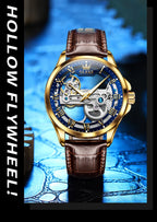 Automatic Skeleton Mechanical Watch – Leather Strap for Luxury Mens Formal Wear