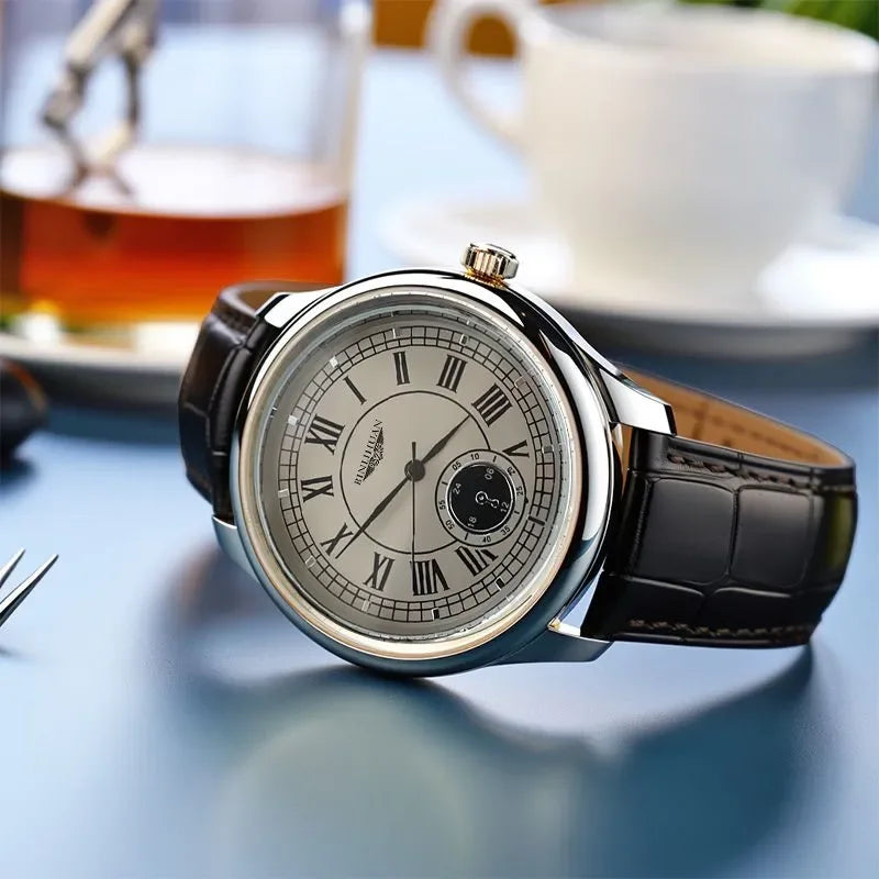 Luxury Leather Quartz Wristwatch – Waterproof Business Accessory for Men