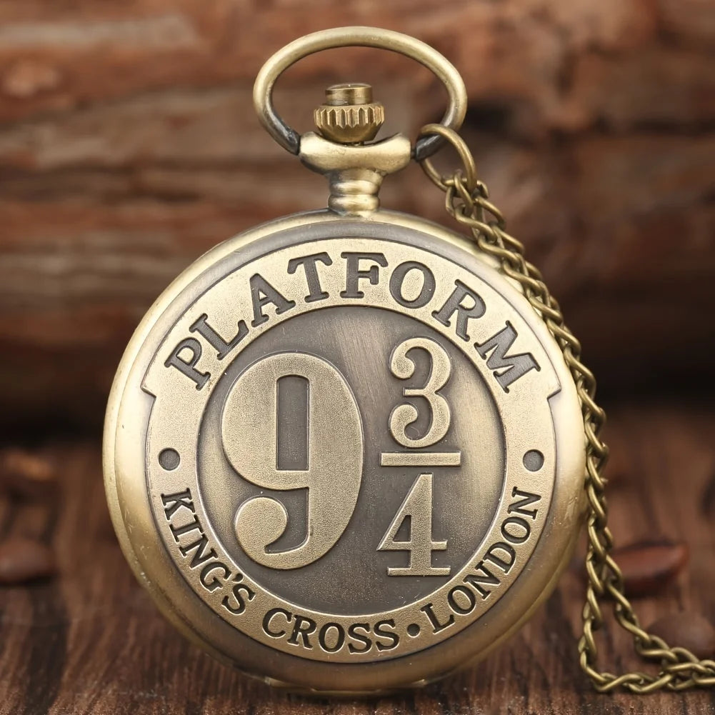 Bronze Quartz Pocket Watch – Large Retro Flip Timepiece for Cosplay Costume