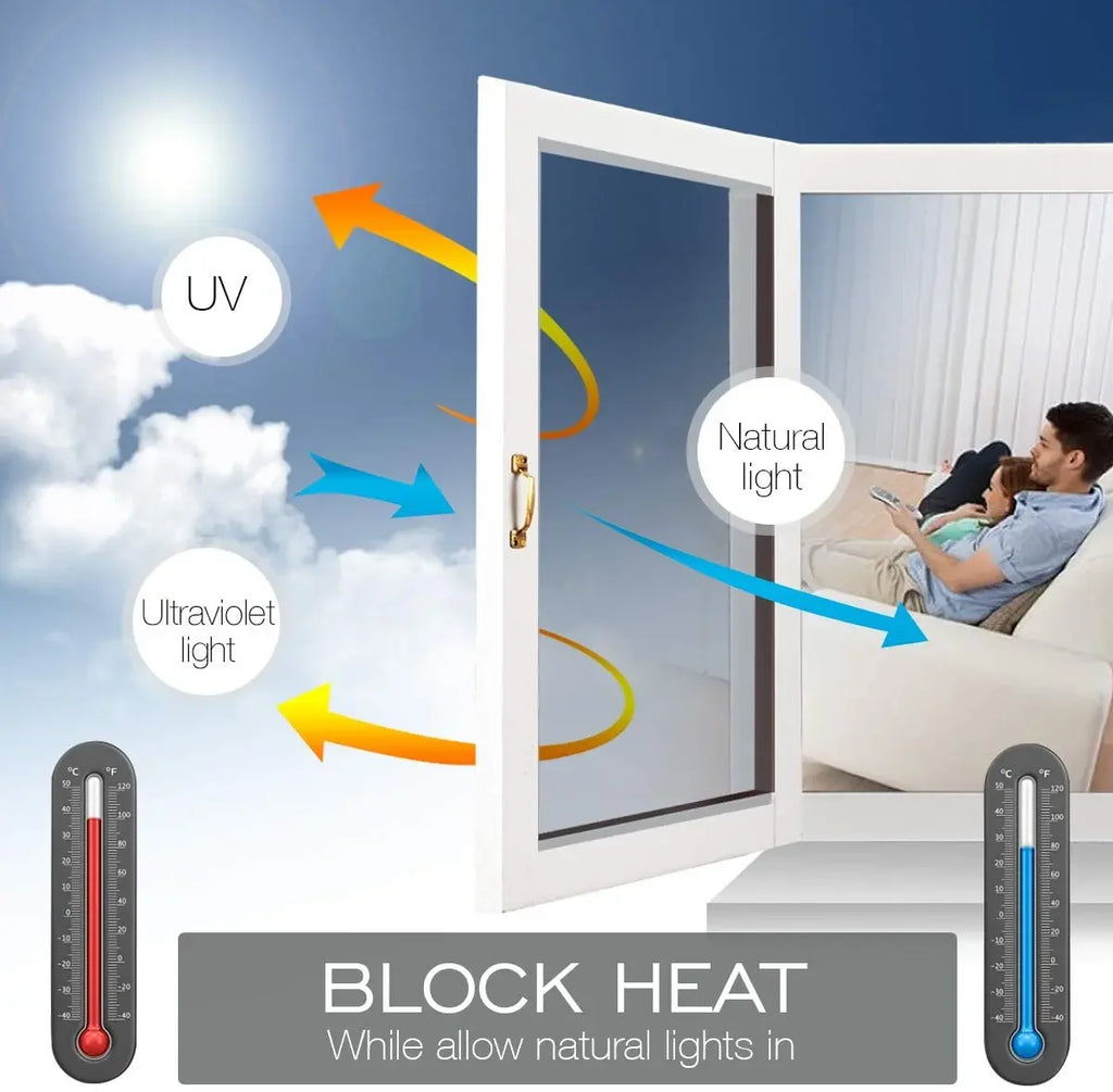 Reflective Window Film – Heat Control Privacy Sticker for Home Glass Tinting