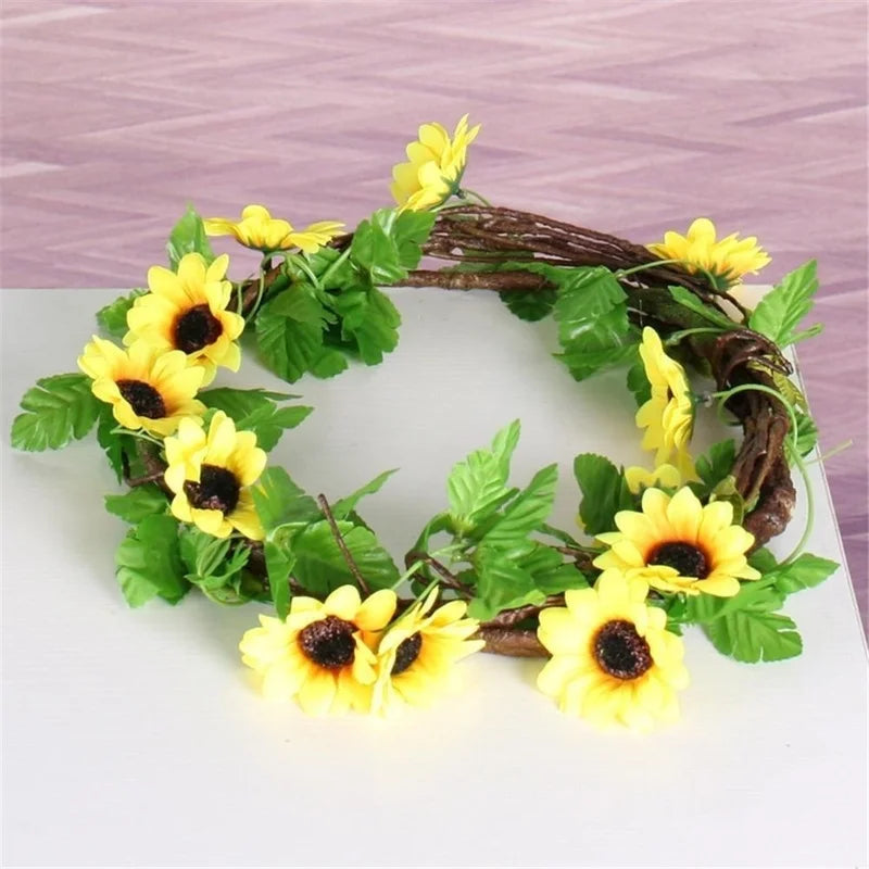 Silk Sunflower Garland – 260cm Artificial Floral Vine for Wedding Arch Decor