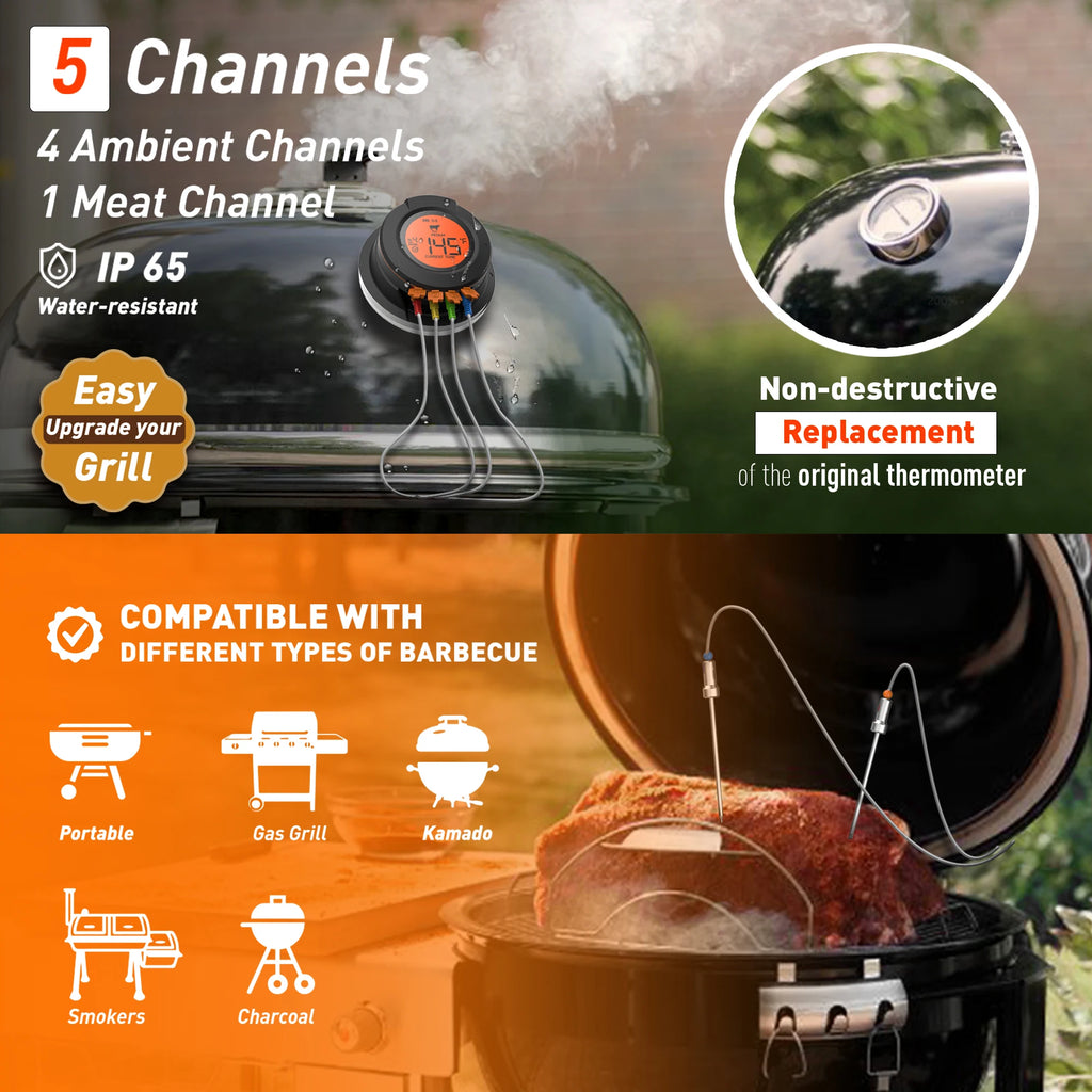 Wireless Meat Thermometer – Bluetooth App-Controlled for BBQ Grill and Smoker