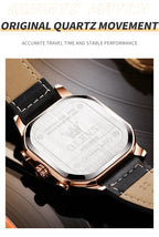 Square Leather Chronograph Watch – Waterproof Quartz Timepiece for Men