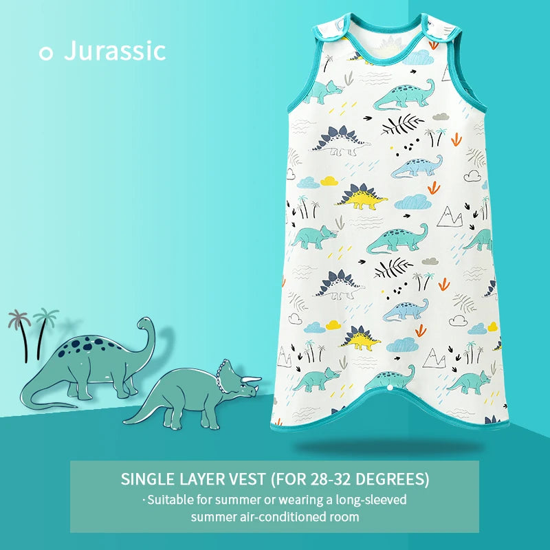 0.5 TOG Baby Sleeping Bag – Cartoon Print Cotton Sleeveless Sleep Sack for Summer