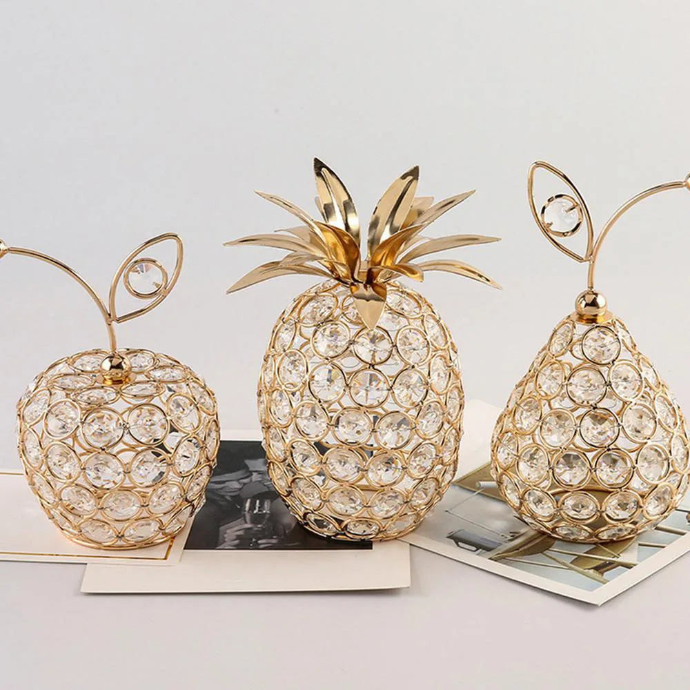 Crystal Rhinestone Apple Ornament – Sparkling Miniature Decor for Home