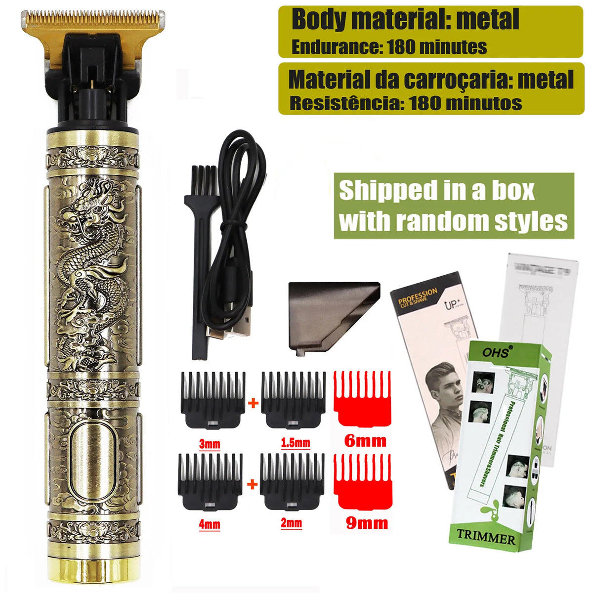 Cordless Electric Hair Trimmer – Professional Barber Shaver for Men